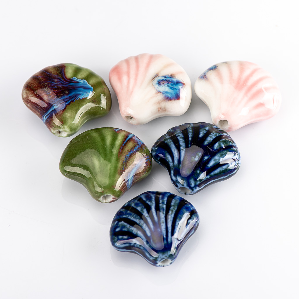Snake Plant Ceramic - 32#2pcs Multicolor Scallop Shape Marine Series